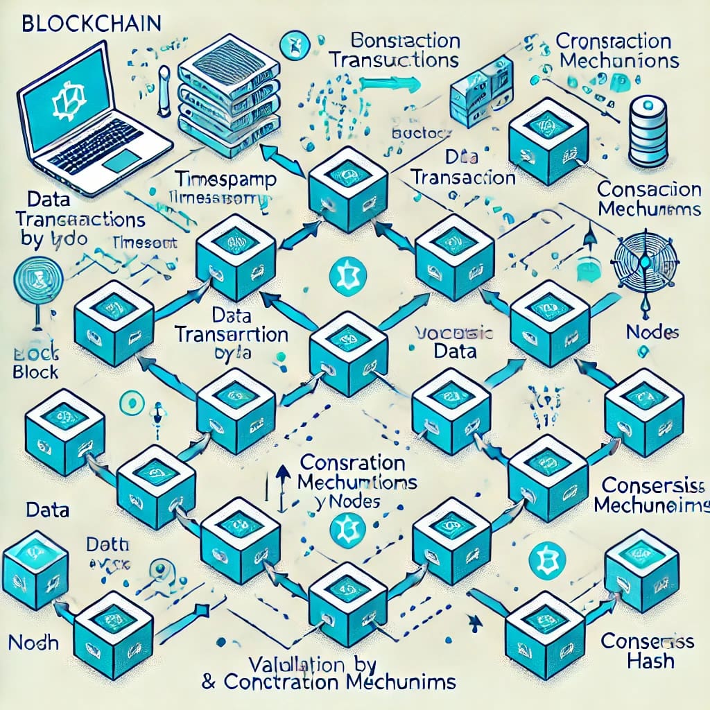 Diagram illustrating how blockchain technology works.