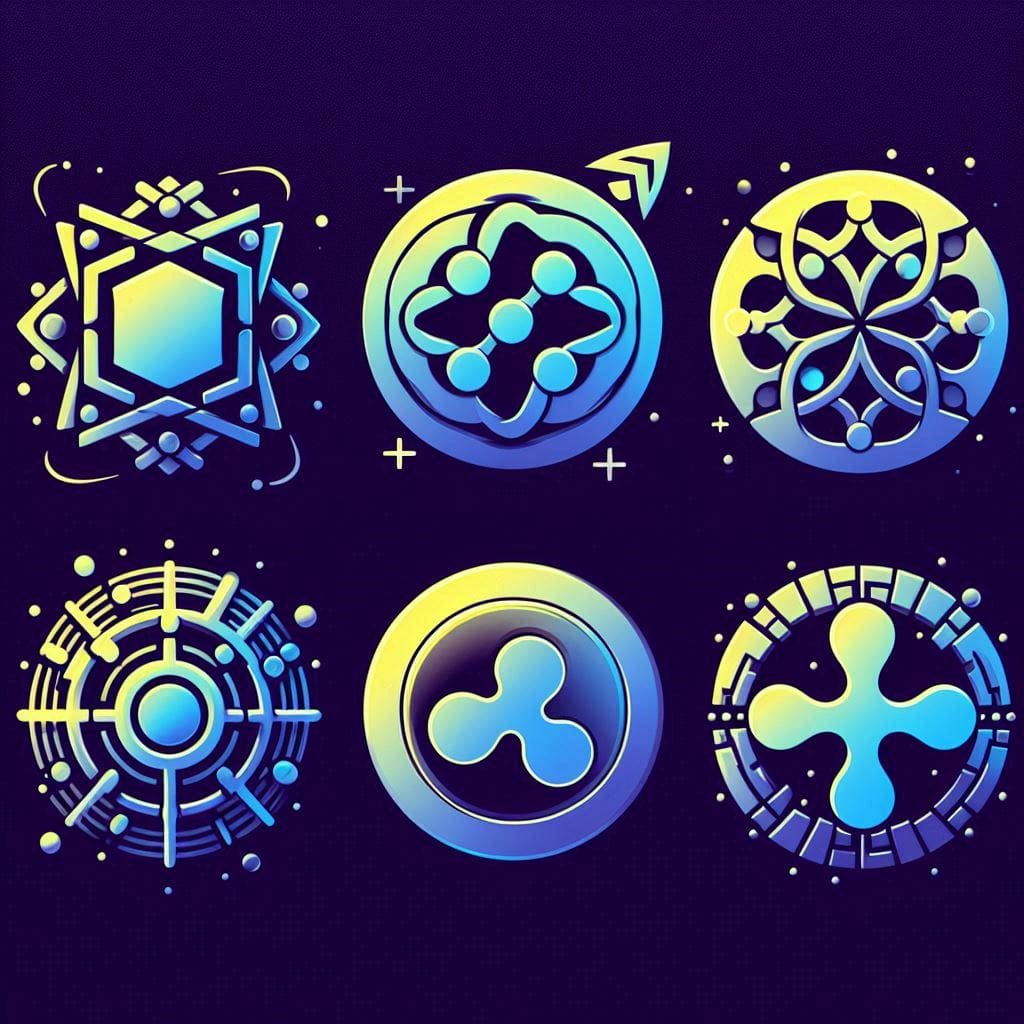 visual representation of the logos for Solana, Ripple, Cardano, Stellar, and Polkadot